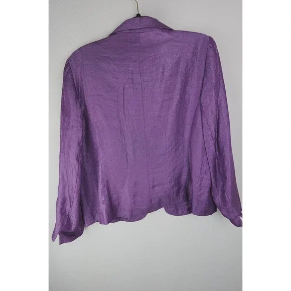 Women's Petite Tan Jay Retro Purple Open Front Blazer Size‎ 14P Hook Close - Picture 5 of 7